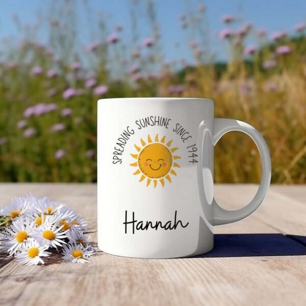 Personalised 80th Birthday Gift Joyful Sunshine Mug - Image 2