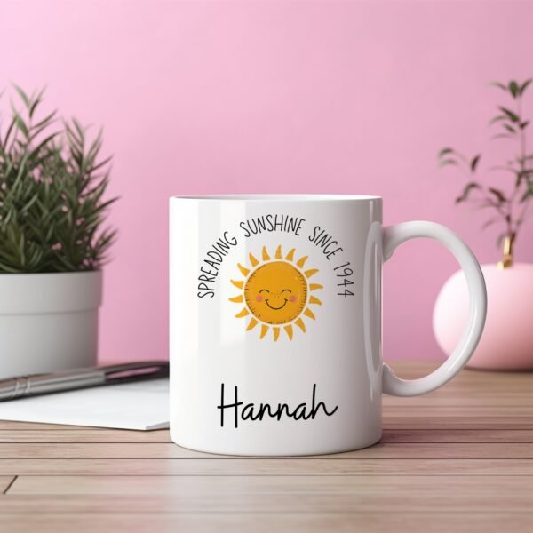 Personalised 80th Birthday Gift Joyful Sunshine Mug - Image 4