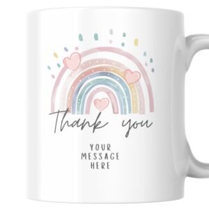 Personalised rainbow thank you gift mug