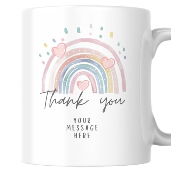 Personalised rainbow thank you gift mug