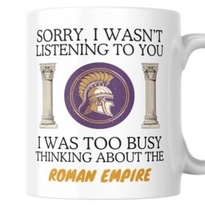 Roman empire mug with shield and columns design