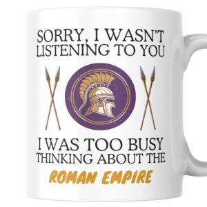 Roman empire mug with shield and spears design