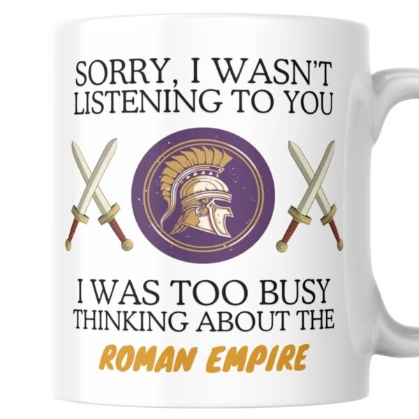 Roman empire mug with shield and swords design