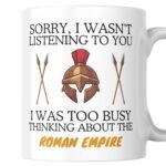 Thinking About The Roman Empire Mug Gift - Bronze Forward Helmet & Spears