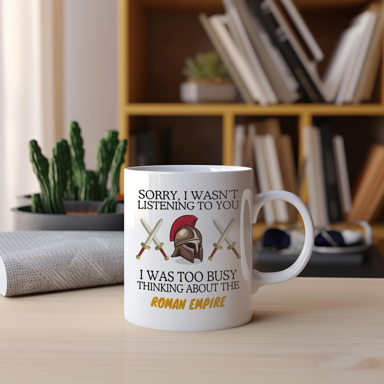 Thinking About The Roman Empire Mug Gift - Iron Helmet & Swords - Image 6