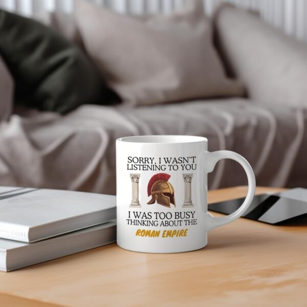 Thinking About The Roman Empire Mug Gift - Bronze Helmet & Columns - Image 2