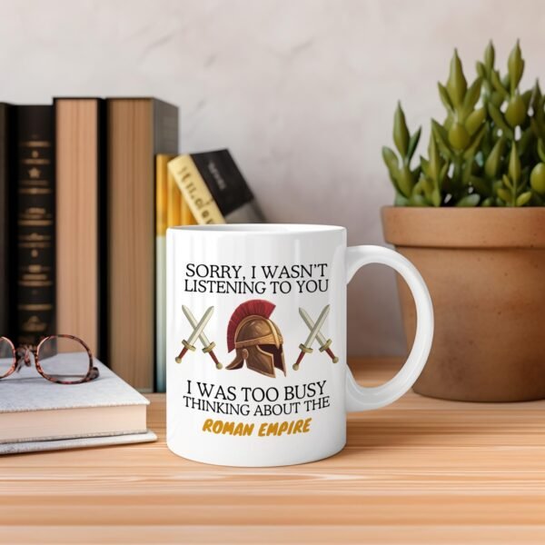 Thinking About The Roman Empire Mug Gift - Bronze Helmet & Swords - Image 5
