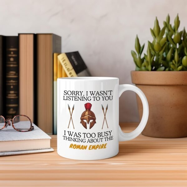 Thinking About The Roman Empire Mug Gift - Bronze Forward Helmet & Spears - Image 4