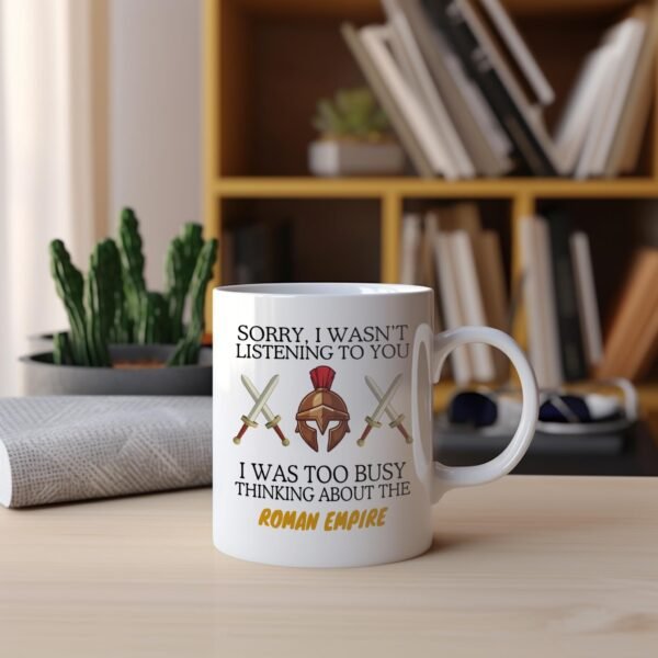 Thinking About The Roman Empire Mug Gift - Bronze Forward Helmet & Swords - Image 5