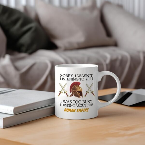 Thinking About The Roman Empire Mug Gift - Bronze Helmet & Swords - Image 3