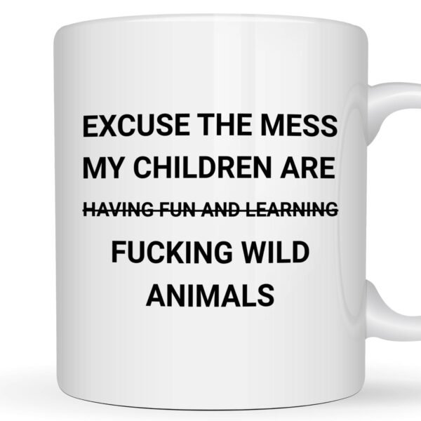 Funny Parenting Mug - My Children Are Animals (Black)