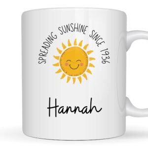 Personalised 90th Birthday Gift Joyful Sunshine Mug
