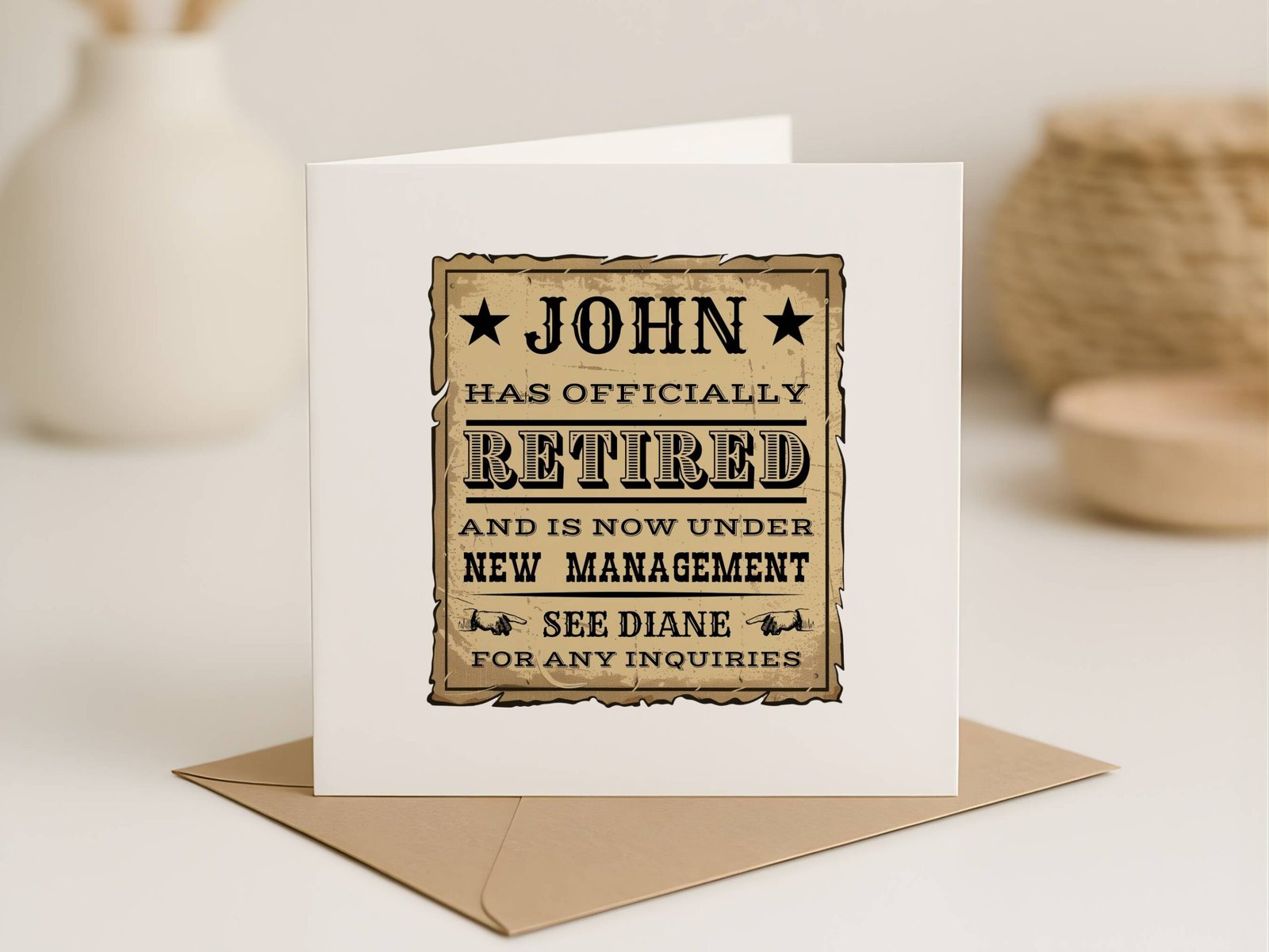 Personalised Retirement Card Funny New Management Husband Wife Custom Name